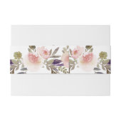 Perzikroze lavender Waterverf Flowers Belly Bands Uitnodigingen Wikkel (Achterkant Voorbeeld)