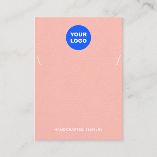 Perzikroze Logo-Ketting-armband-beeldscherm toevoe Visitekaartje (Voorkant)