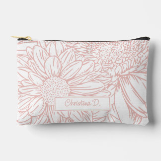 Perzikroze op witte chrysanten met naam etui