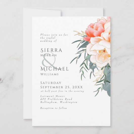 Perzikroze pony Eucalyptus Greenery Weddenschap Kaart (Voorkant)