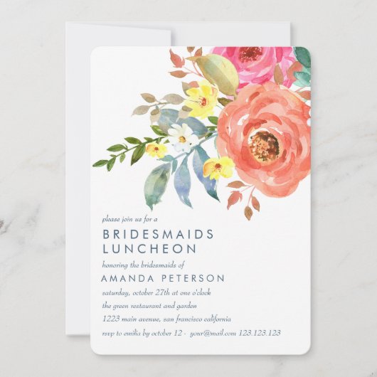 Perzikroze pony's Bridesmaids Luncheon Weddenschap Kaart (Voorkant)