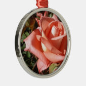 Perzikroze Roos Metalen Ornament (Rechts)