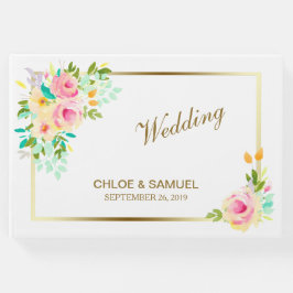 Perzikroze rozen bruiloft gastenboek