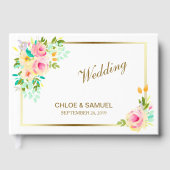 Perzikroze rozen bruiloft gastenboek (Voorkant)