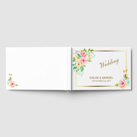 Perzikroze rozen bruiloft gastenboek (Volledig)