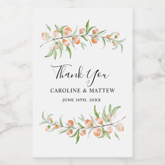 Perzikroze rozen Weddenschap mini-wijn fles Etiket (Enkel label)