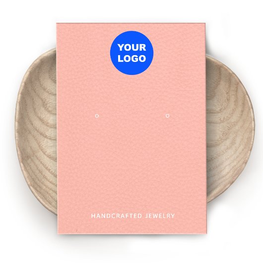 Perzikroze Voeg Logo-leder-oorscherm toe Visitekaartje