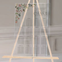 Perzikroze Waterverf Floral Receptie Zitplaatsen