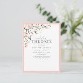 Perzikroze Waterverf Floral Vertraging Datum Briefkaart (Staand voorkant)