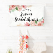 Perzikroze Waterverf Floral Vrijgezellenfeest Welk Spandoek (Insitu)