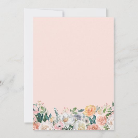 Perzikroze Witte tuin Floraal Warm Baby shower Kaart (Achterkant)