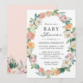 Perzikroze Witte tuin Floraal Warm Baby shower Kaart (Voorkant / Achterkant)