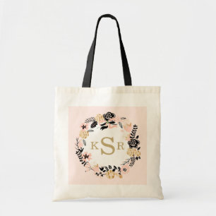 Perzikroze zwarte goudplatenmakreel met adembenemi tote bag