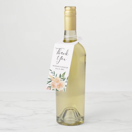 PerzikRozen | Aangepaste bruiloft Flessenhanger (Schuin)