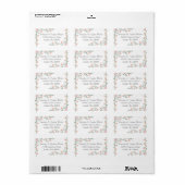 Perzikrozen, bladgroene wijnadreslabels etiket (Full Sheet)