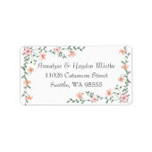 Perzikrozen, bladgroene wijnstok adreslabels etiket (Voorkant)