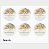 Perzikrozen & Drijfhout Trouwsticker Ronde Sticker (Vel)