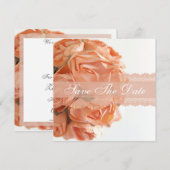 Perzikrozen en Kant Save The Date-aankondiging Date (Voorkant / Achterkant)