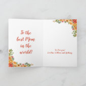 Perzikrozen Happy Moederdag Feestdagen Kaart (Binnen)