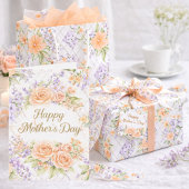Perzikrozen Lavendel Cottagecore Bloemmotief Cadeaupapier
