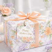 Perzikrozen Lavendel Cottagecore Bloemmotief Cadeaupapier