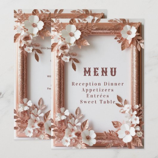 💍 Perzikrozen Rose Goud Lente Trouwdecoratie 🌸 Menu (Voorkant / Achterkant)
