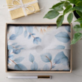 Perzikrozen Stofblauw Eucalyptuspatroon Tissuepapier (Geschenk)