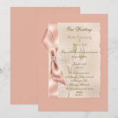 Perziksatin Ribbon Plechtige bruiloft Kaart (Voorkant / Achterkant)