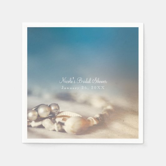 Perzikschelpen en pareljuwelen Vrijgezellenfeest Servetten (Voorkant)