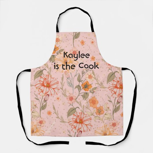 PerzikSchort met bloemen en faux glitter Schort (Voorkant)