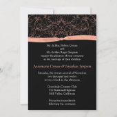 Perzikscrollers en ribbon Wedding Invitation Kaart (Voorkant)