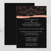 Perzikscrollers en ribbon Wedding Invitation Kaart (Voorkant / Achterkant)