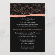 Perzikscrollers en ribbon Wedding Invitation