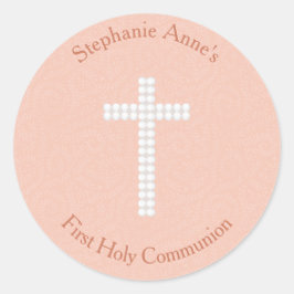 Perziksinaasappelen en stripes ronde sticker