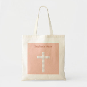 Perziksinaasappelen en stripes tote bag