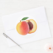 Perziksnede in helften ronde sticker (Envelop)