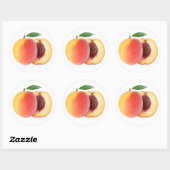 Perziksnede in helften ronde sticker (Vel)