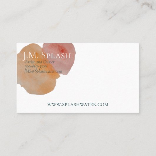 Perzikspiegel en Oranje Waterverf Visitekaartje (Achterkant)