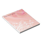 Perzikspiraaltjes, Filigree en Flowers Art Custom Notitieblok (Schuin)