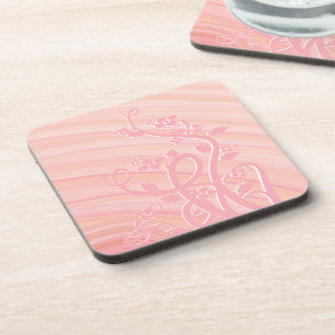 Perzikspiraaltjes, Filigree en Flowers Bier Onderzetter