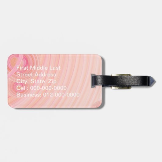 Perzikspiral Filigree bloemen boven witte Sjabloon Bagagelabel (Achterkant horizontaal)