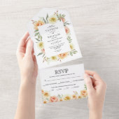 Perzikspruitjes waterverf all in one uitnodiging (Afscheurbaar)