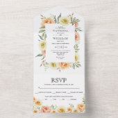 Perzikspruitjes waterverf all in one uitnodiging (Binnen)