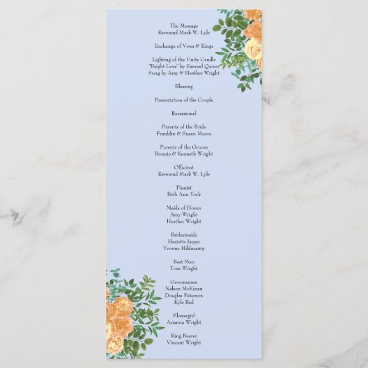  perziksridder-Roos met lichtblauw Menu (Achterkant)