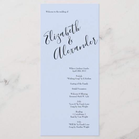 perziksridder-Roos met lichtblauw Menu (Voorkant)