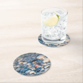 Perzikstenen aan de kust van het meer ronde kartonnen onderzetter (Insitu)