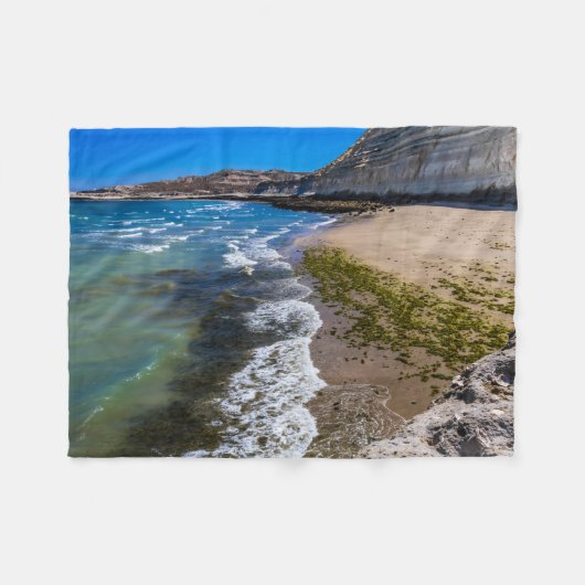 Perzikstrand in Puerto Piramides, Argentinië Fleece Deken (Voorkant (Horizontaal))