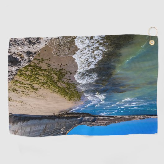 Perzikstrand in Puerto Piramides, Argentinië Golfhanddoek (Horizontaal)