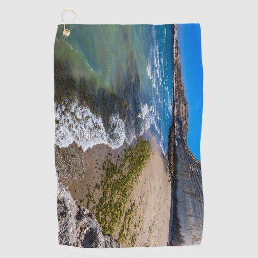 Perzikstrand in Puerto Piramides, Argentinië Golfhanddoek (Voorkant)