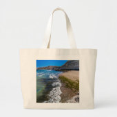 Perzikstrand in Puerto Piramides, Argentinië Grote Tote Bag (Voorkant)